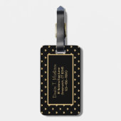 Black with Gold Hearts Pattern - Monogramed Bagagelabel (Achterkant verticaal)