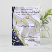 Black with Gold on Champagne Silk Wedding Kaart (Staand voorkant)