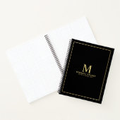 Black with Gold Personalized Monogram and Name Notitieboek (Binnen)