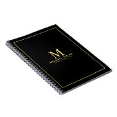 Black with Gold Personalized Monogram and Name Notitieboek (Rechterzijde)