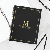 Black with Gold Personalized Monogram and Name Notitieboek