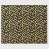 Black With Gold Sparkle Hearts Cadeaupapier (Vlak)