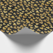 Black With Gold Sparkle Hearts Cadeaupapier (Hoek)