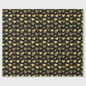 Black With Gold Sparkle Hearts Cadeaupapier (Vlak)