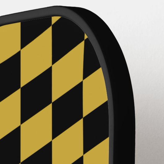 Black with Metallic Gold Square Pattern Pickleball Paddle (Links Detail)