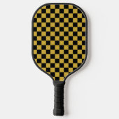 Black with Metallic Gold Square Pattern Pickleball Paddle (Achterkant)