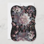 Black with Moody Dark Floral Wedding Invitations Kaart (Achterkant)