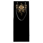 BLACK WITH ORNATE GOLD HOLIDAY BOW & RIBBONS WIJN CADEAUTAS (Achterkant)