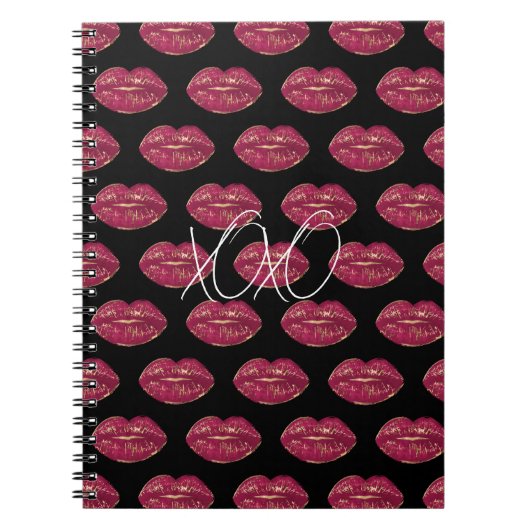 Black with Red Lips XOXO Notitieboek (Voorkant)