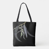 Black with Watercolor Leaves Named Tote Bag (Achterkant)