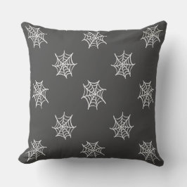 Black with White Cobweb Halloween Throw Pillow Buitenkussen