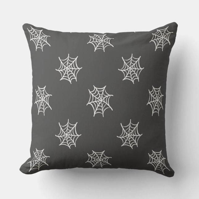 Black with White Cobweb Halloween Throw Pillow Buitenkussen (Voorkant)