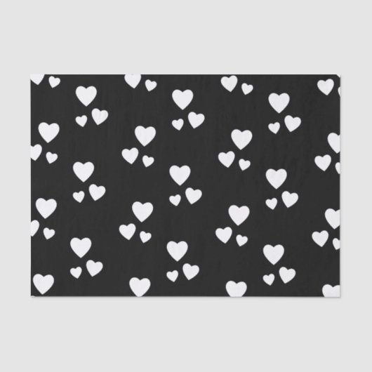 Black with white hearts tissuepapier (Voorkant)
