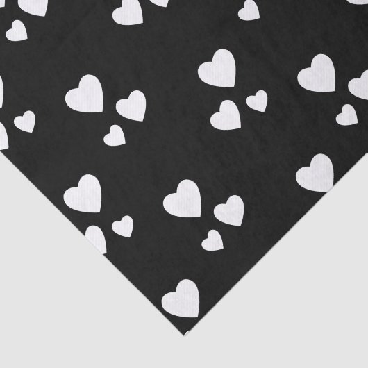Black with white hearts tissuepapier (Detail)