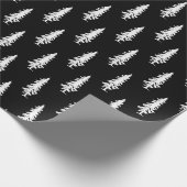 Black | Witte dennenbomen Kerstmis | Vakantie Cadeaupapier (Hoek)