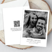 Black | Witte Foto QR Code Bruiloft Save the Date Kaart