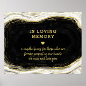 Black Witte & Gouden Geode 'In Loving Memory' Bord Poster (Voorkant)