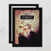 Black | Witte grafische stempel Save the Date Brie Aankondigingskaart (Voorkant / Achterkant)