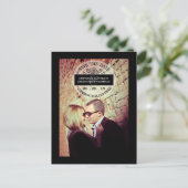 Black | Witte grafische stempel Save the Date Brie Aankondigingskaart (Staand voorkant)
