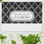 Black | Witte Marokkaanse Trellis Monogram Theedoek (Gevouwen)