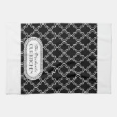 Black | Witte Marokkaanse Trellis Monogram Theedoek (Horizontaal)