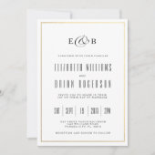 Black | Witte moderne huwelijksuitnodiging Kaart (Voorkant)