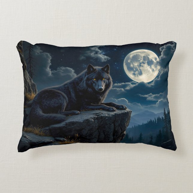Black Wolf Accent Sierkussen Kussen (Voorkant)