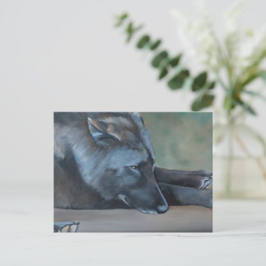 Black Wolf Art Briefkaart (Staand voorkant)