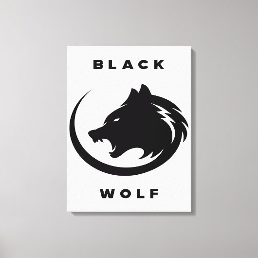 black wolf canvas afdruk (Voorkant)
