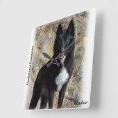 Black Wolf Clock Vierkante Klok (Hoek)