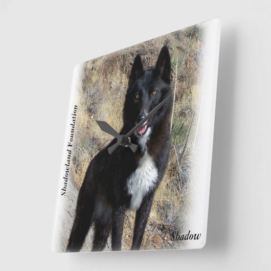Black Wolf Clock Vierkante Klok (Hoek)