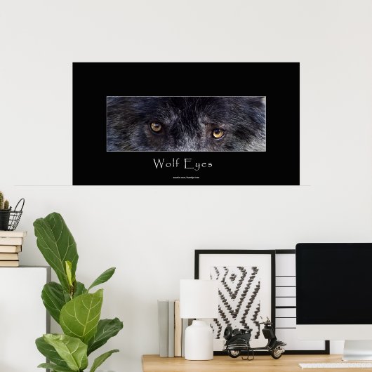 Black Wolf Eyes Wildlife Poster (Thuiskantoor)