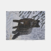 Black Wolf Fleece Deken (Voorkant (Horizontaal))