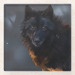 Black Wolf Glazen Onderzetter