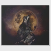 Black Wolf Howling Cadeaupapier (Vlak)