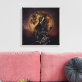 Black Wolf Howling Canvas Afdruk (Insitu (Woonkamer))