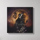 Black Wolf Howling Canvas Afdruk (Voorkant)
