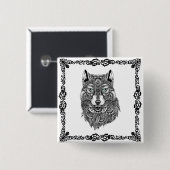 Black Wolf Illustration & Black  Lijst Vierkante Button 5,1 Cm (Voorkant /achterkant)