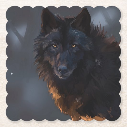 Black Wolf Kartonnen Onderzetters (Voorkant)
