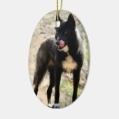 Black Wolf kerstboomversiering Keramisch Ornament (Links)