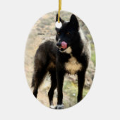 Black Wolf kerstboomversiering Keramisch Ornament (Voorkant)