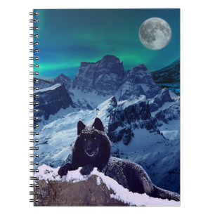 Black Wolf Moon   Gothic Spiral Notitieboek