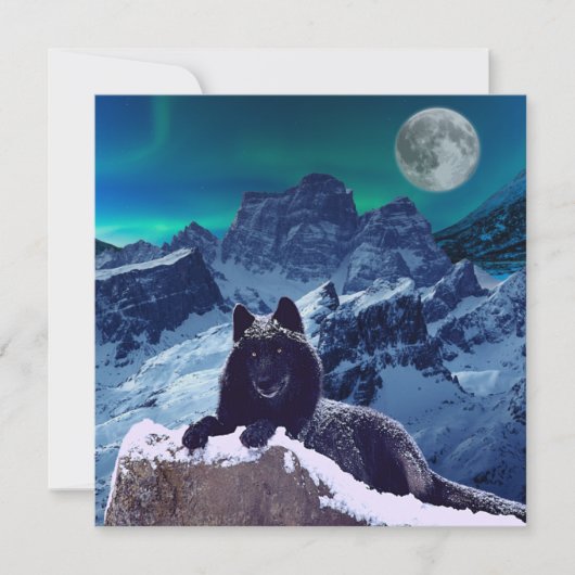 Black Wolf Moon | Gothische platte Kaart (Voorkant)