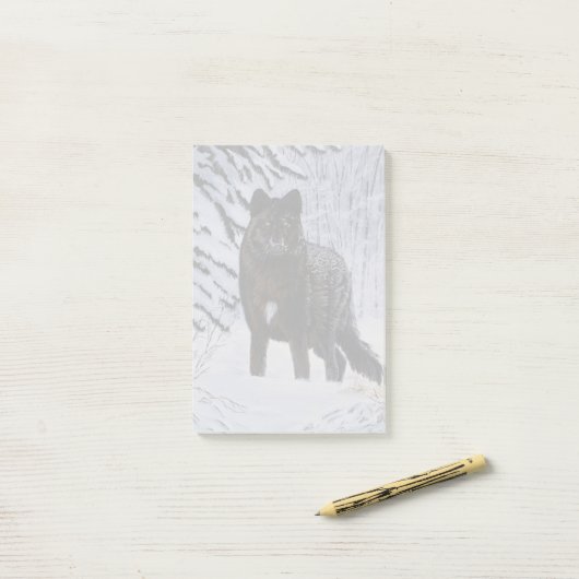 Black Wolf Post-it® Notes (Op bureau)