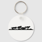 Black Wolf Silhouette Wild Hardlopen met de Pack Sleutelhanger (Voorkant)
