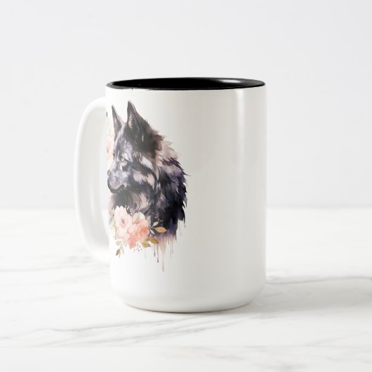 Black Wolf Tweekleurige Koffiemok (Voorkant links)