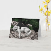 Black Wolf, White Wolf Wenskaart Kaart (Gele Bloem)