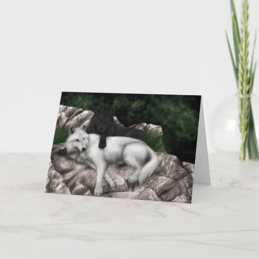 Black Wolf, White Wolf Wenskaart Kaart (Voorkant)