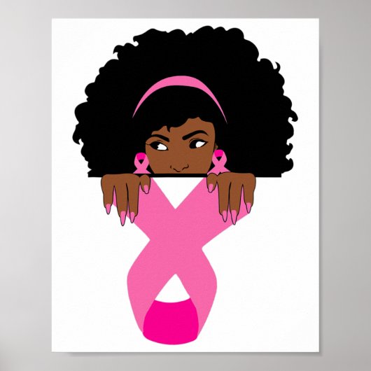 Black Wom African American Breast Cancer Awareness Poster (Voorkant)
