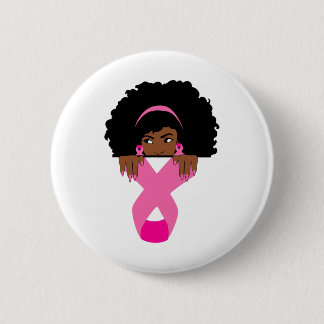 Black Wom African American Breast Cancer Awareness Ronde Button 5,7 Cm